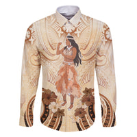 Tonga Women's Day Family Matching Mermaid Dress and Hawaiian Shirt With Polynesian Pattern LT05 Dad's Shirt - Long Sleeve Beige - Polynesian Pride