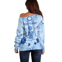 Cook Islands Women's Day Off Shoulder Sweater With Polynesian Pattern LT05 - Polynesian Pride