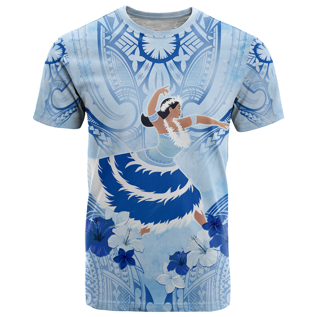 Cook Islands Women's Day T Shirt With Polynesian Pattern LT05 Blue - Polynesian Pride