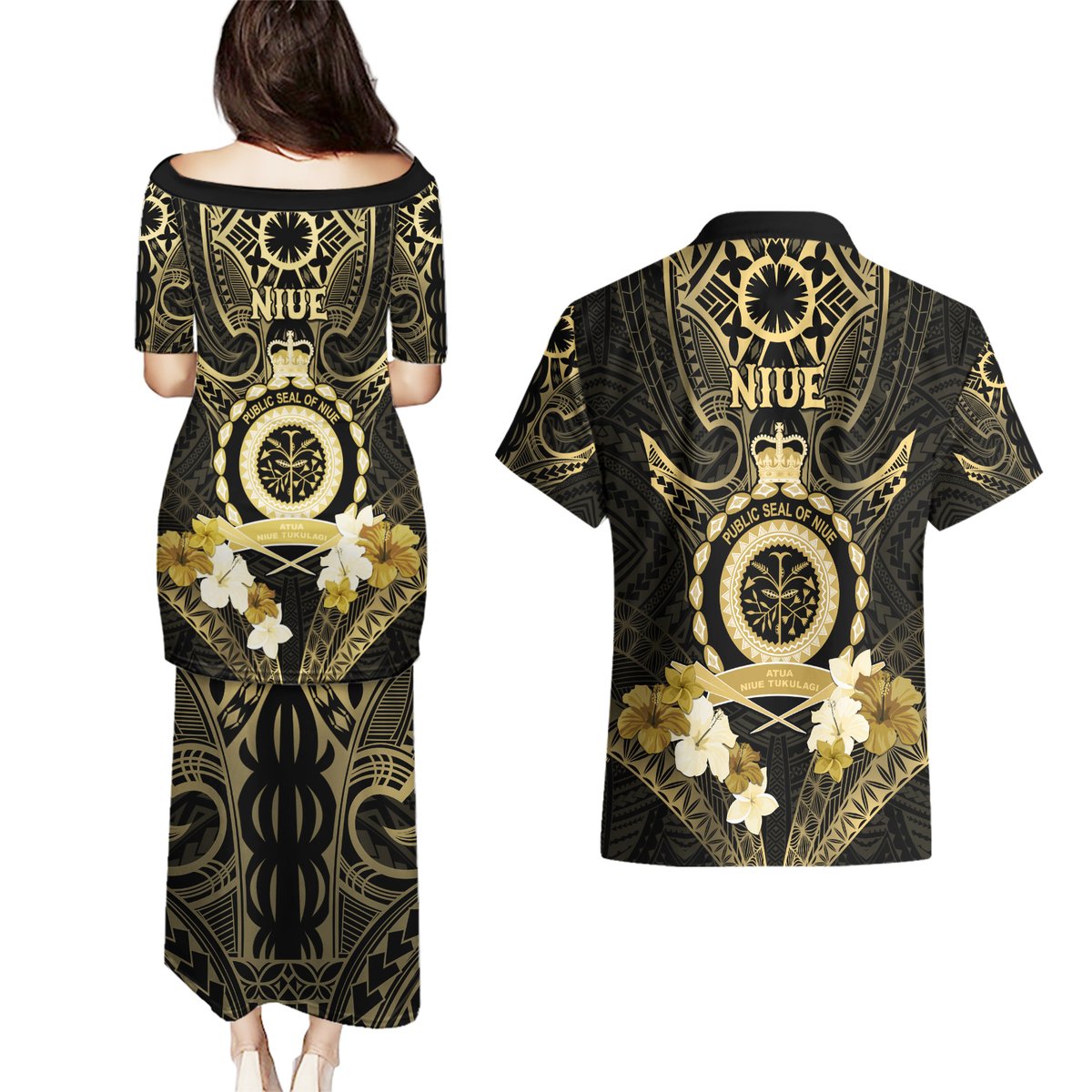 Niue Women's Day Couples Matching Puletasi and Hawaiian Shirt With Polynesian Pattern LT05 - Polynesian Pride