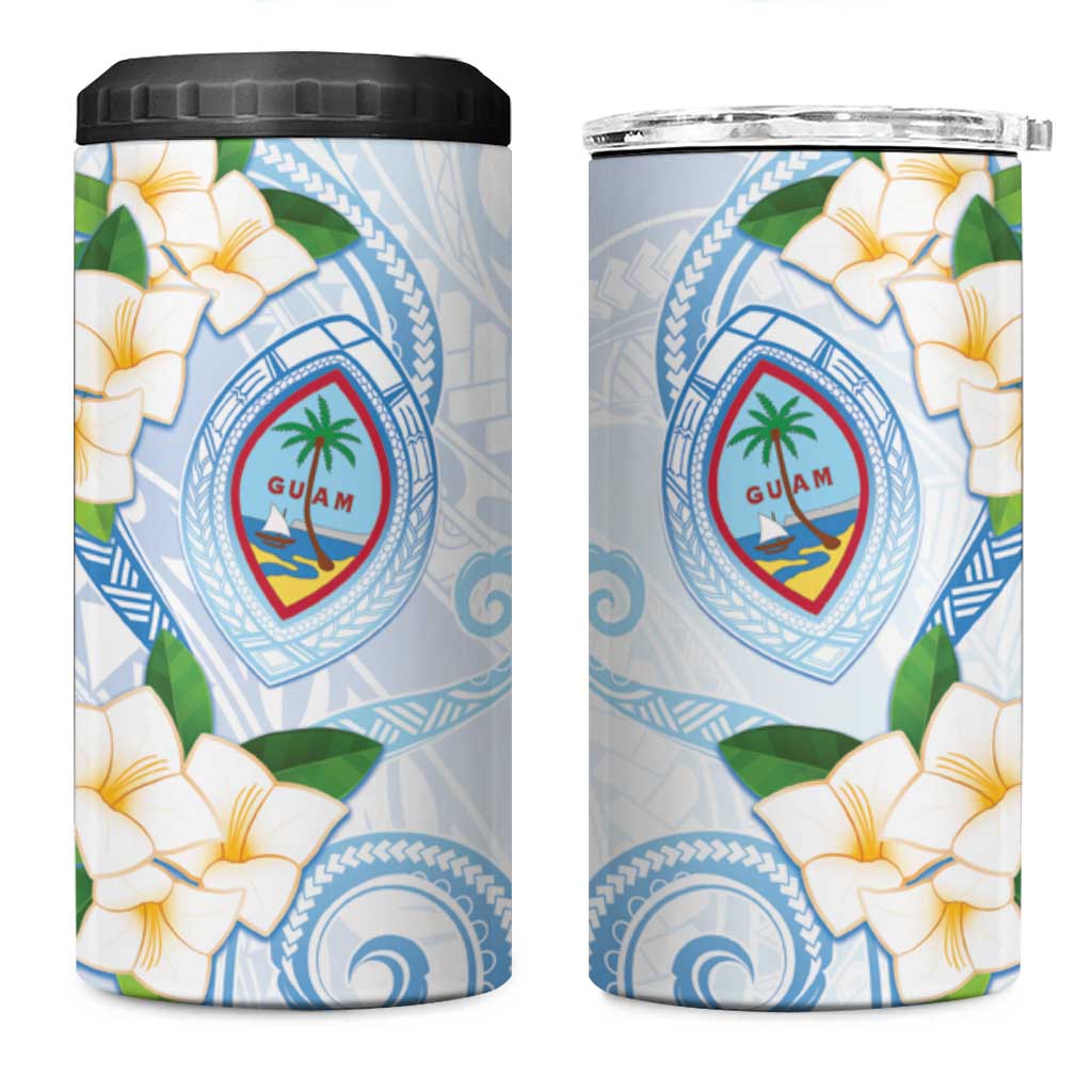 Guam Chamorro 4 in 1 Can Cooler Tumbler Guasali Flowers Curves Style