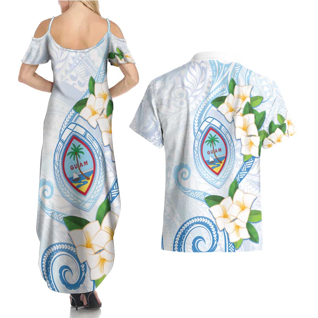 Guam Chamorro Couples Matching Summer Maxi Dress and Hawaiian Shirt Guasali Flowers Curves Style