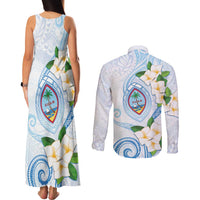 Guam Chamorro Couples Matching Tank Maxi Dress and Long Sleeve Button Shirt Guasali Flowers Curves Style