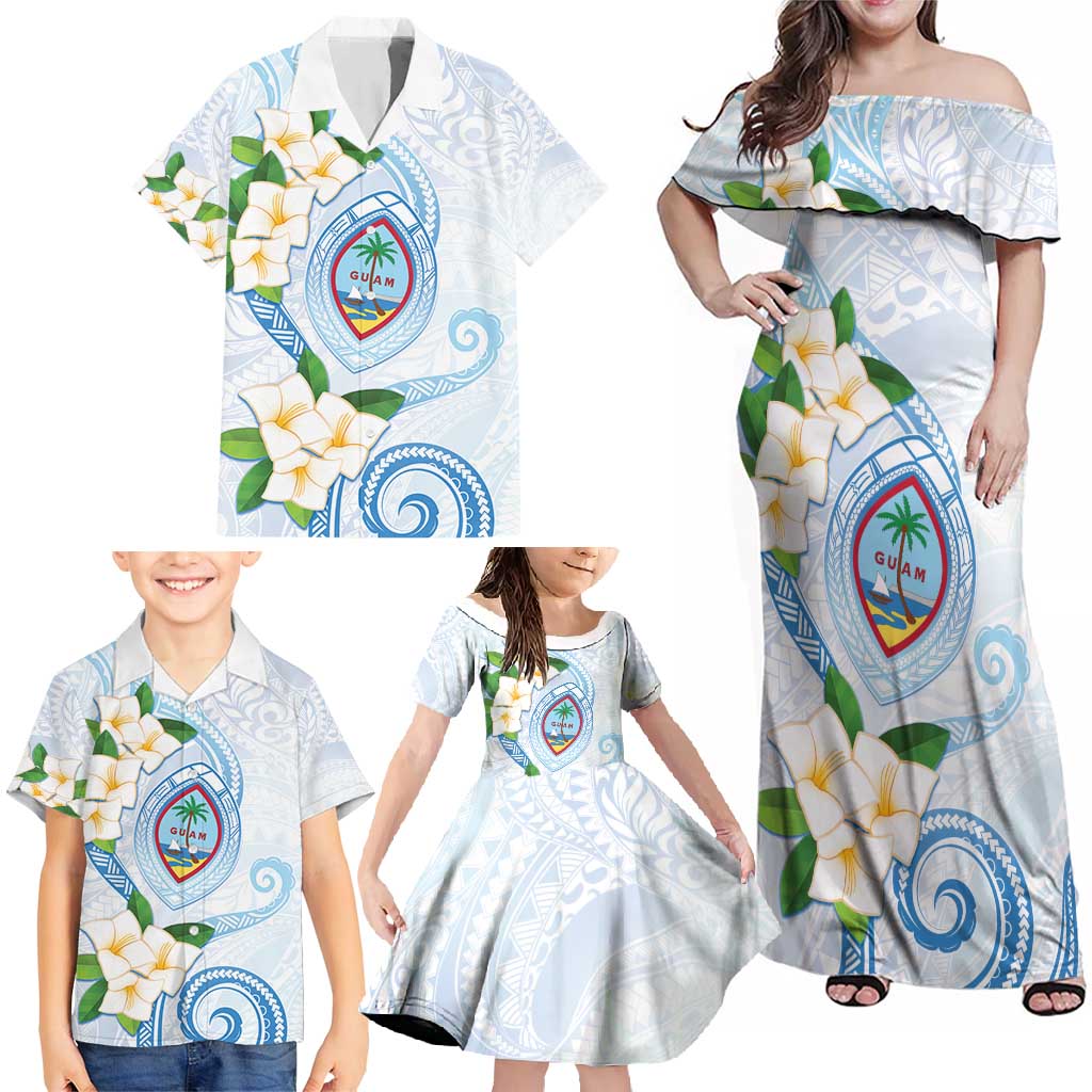 Guam Chamorro Family Matching Off Shoulder Maxi Dress and Hawaiian Shirt Guasali Flowers Curves Style LT05 - Polynesian Pride