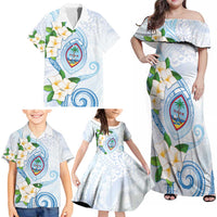 Guam Chamorro Family Matching Off Shoulder Maxi Dress and Hawaiian Shirt Guasali Flowers Curves Style LT05 - Polynesian Pride