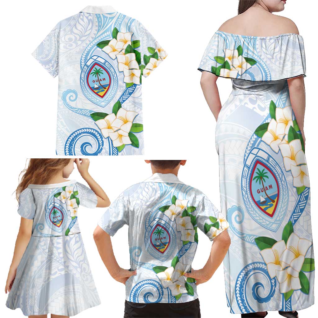 Guam Chamorro Family Matching Off Shoulder Maxi Dress and Hawaiian Shirt Guasali Flowers Curves Style LT05 - Polynesian Pride