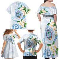 Guam Chamorro Family Matching Off Shoulder Maxi Dress and Hawaiian Shirt Guasali Flowers Curves Style LT05 - Polynesian Pride