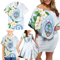 Guam Chamorro Family Matching Off Shoulder Short Dress and Hawaiian Shirt Guasali Flowers Curves Style LT05 - Polynesian Pride
