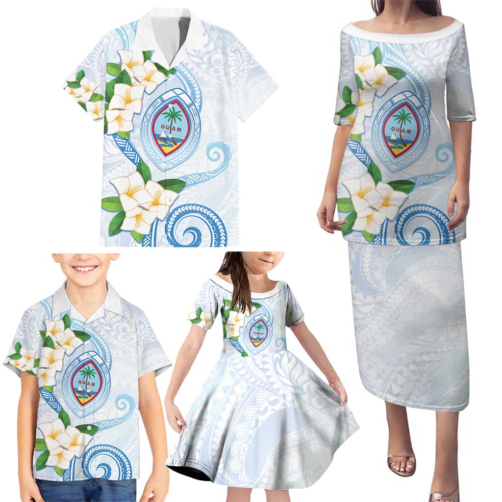 Guam Chamorro Family Matching Puletasi and Hawaiian Shirt Guasali Flowers Curves Style