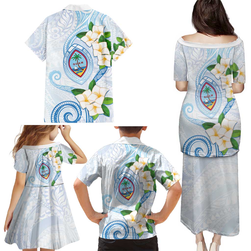 Guam Chamorro Family Matching Puletasi and Hawaiian Shirt Guasali Flowers Curves Style