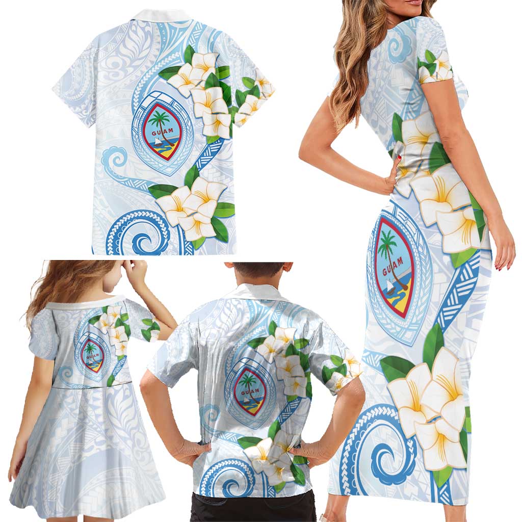 Guam Chamorro Family Matching Short Sleeve Bodycon Dress and Hawaiian Shirt Guasali Flowers Curves Style LT05 - Polynesian Pride
