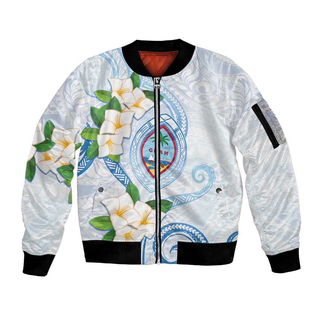 Guam Chamorro Sleeve Zip Bomber Jacket Guasali Flowers Curves Style