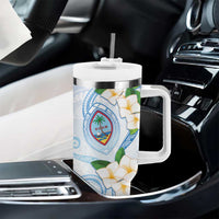 Guam Chamorro Tumbler With Handle Guasali Flowers Curves Style
