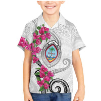 Guam Chamorro Family Matching Mermaid Dress and Hawaiian Shirt Curves Polynesian Tattoo Mix Bougainvillea