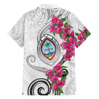 Guam Chamorro Family Matching Off Shoulder Maxi Dress and Hawaiian Shirt Curves Polynesian Tattoo Mix Bougainvillea LT05 - Polynesian Pride