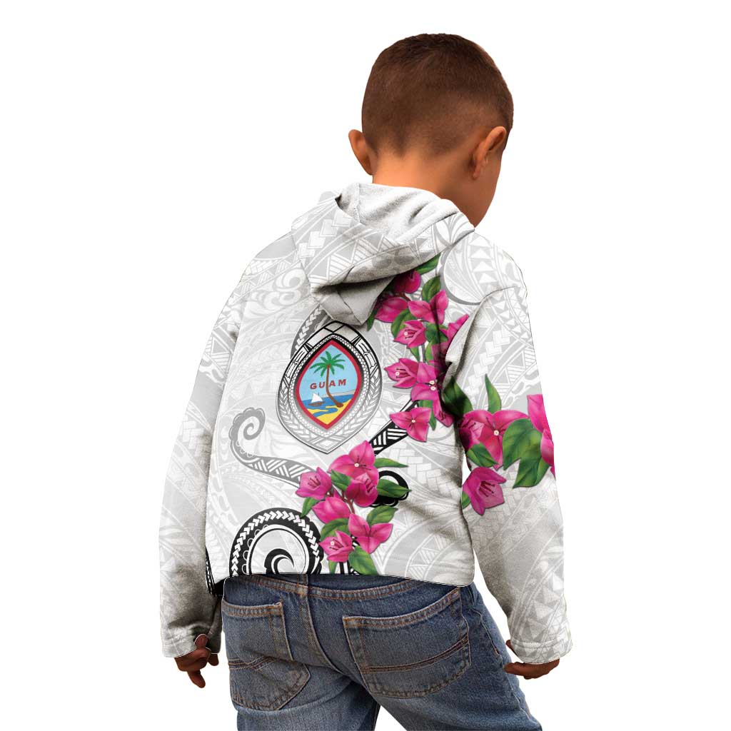 Guam Chamorro Kid Hoodie Curves Polynesian Tattoo Mix Bougainvillea
