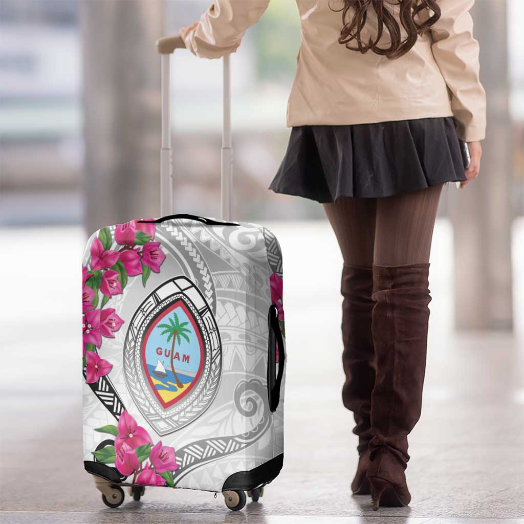 Guam Chamorro Luggage Cover Curves Polynesian Tattoo Mix Bougainvillea