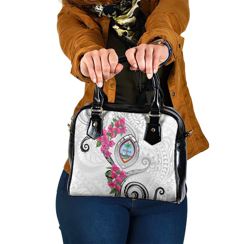 Guam Chamorro Shoulder Handbag Curves Polynesian Tattoo Mix Bougainvillea