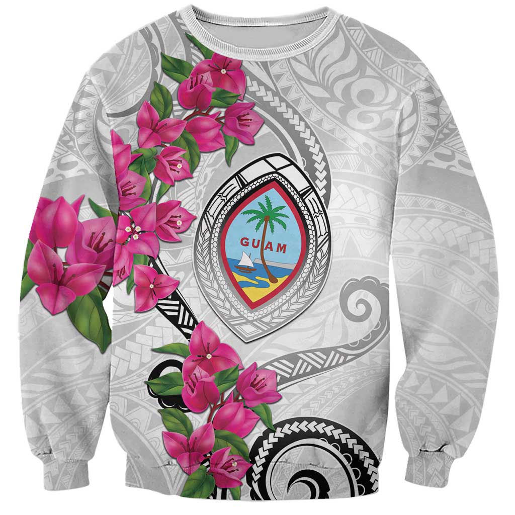 Guam Chamorro Sweatshirt Curves Polynesian Tattoo Mix Bougainvillea