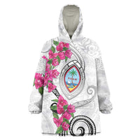 Guam Chamorro Wearable Blanket Hoodie Curves Polynesian Tattoo Mix Bougainvillea