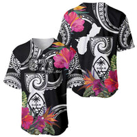 Hafa Adai Guam Baseball Jersey Polynesian Tattoo Tropical Flowers