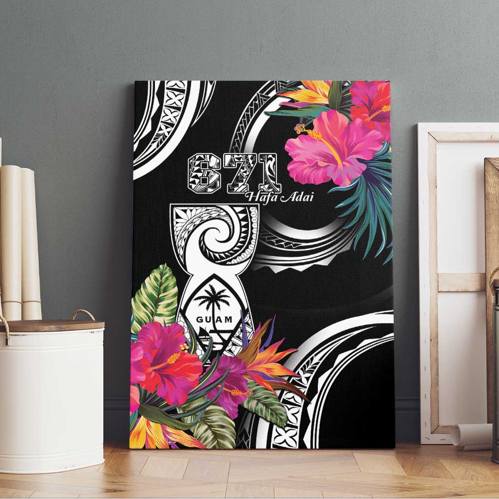 Hafa Adai Guam Canvas Wall Art Polynesian Tattoo Tropical Flowers