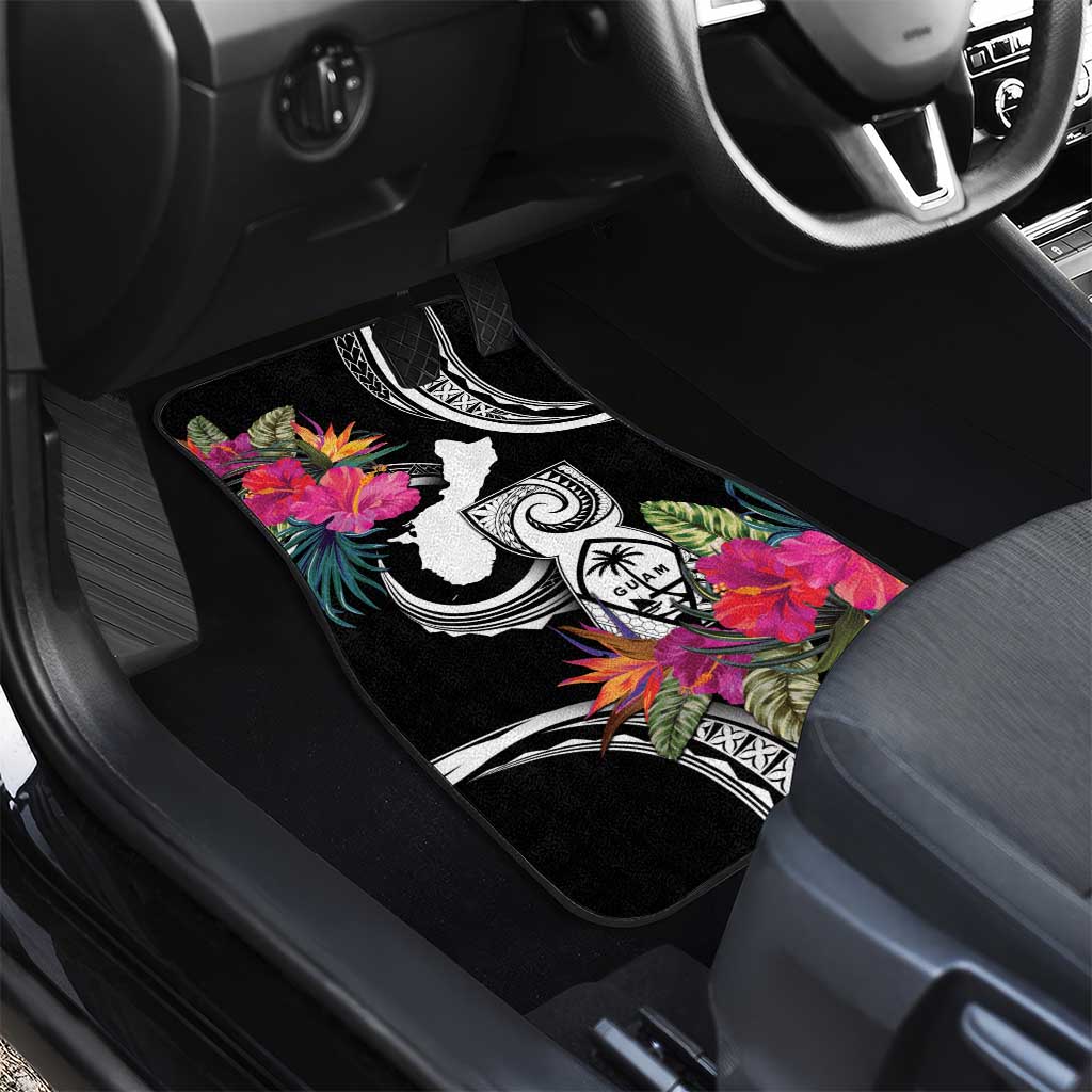 Hafa Adai Guam Car Mats Polynesian Tattoo Tropical Flowers