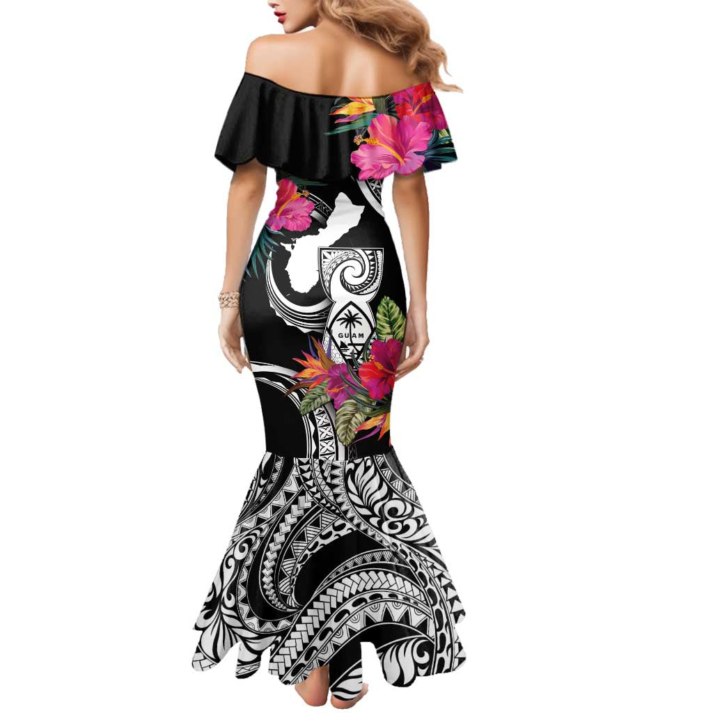 Hafa Adai Guam Family Matching Mermaid Dress and Hawaiian Shirt Polynesian Tattoo Tropical Flowers