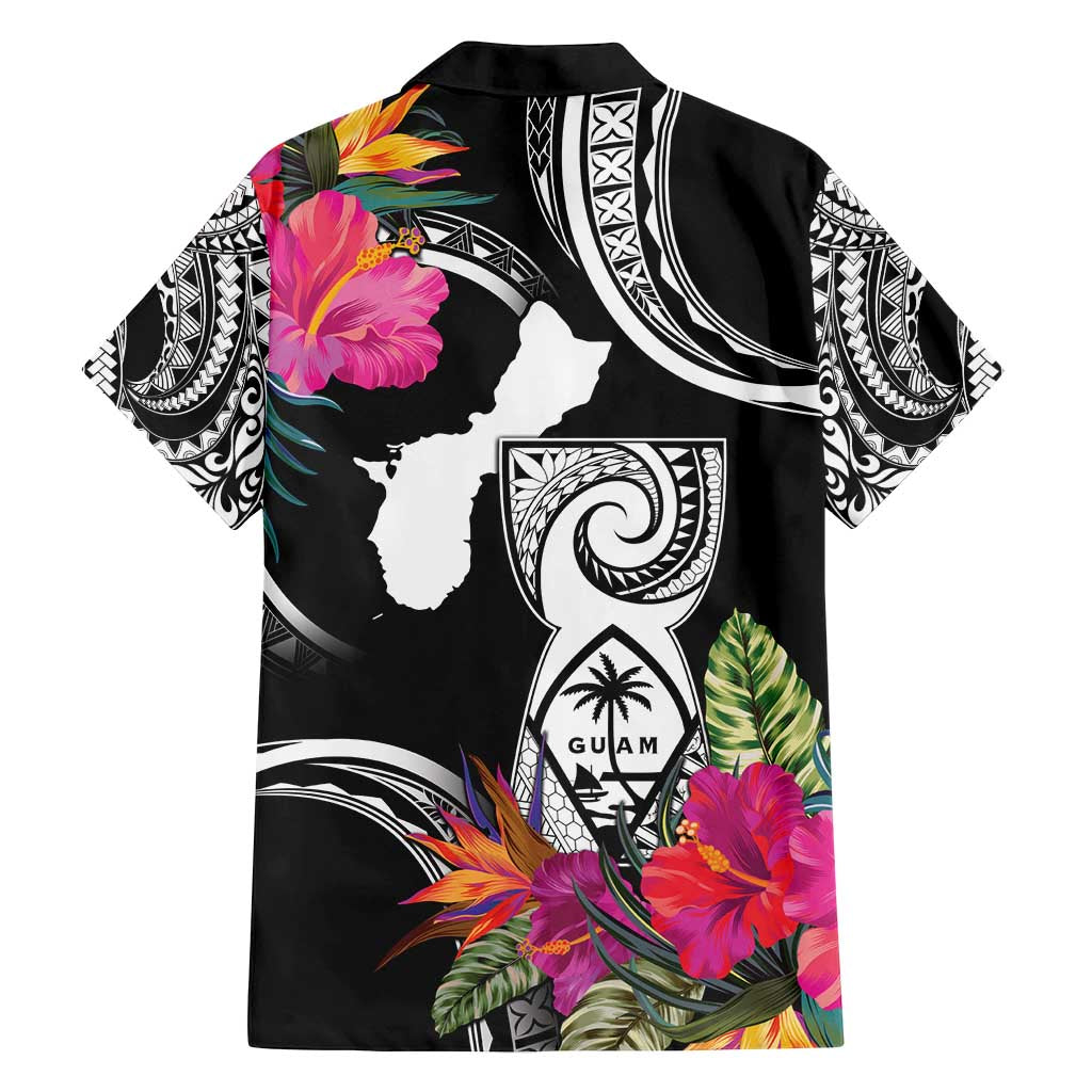 Hafa Adai Guam Family Matching Off Shoulder Maxi Dress and Hawaiian Shirt Polynesian Tattoo Tropical Flowers LT05 - Polynesian Pride