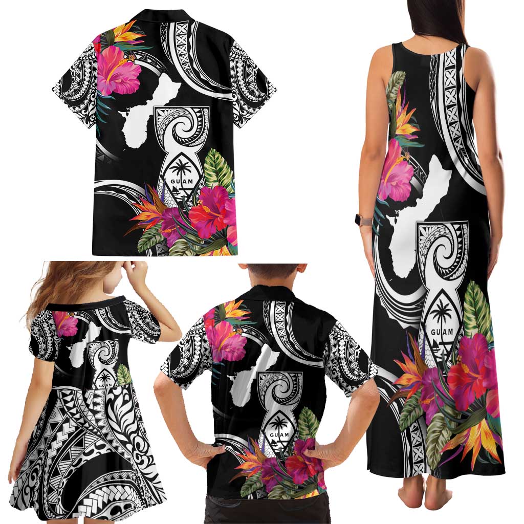Hafa Adai Guam Family Matching Tank Maxi Dress and Hawaiian Shirt Polynesian Tattoo Tropical Flowers LT05 - Polynesian Pride