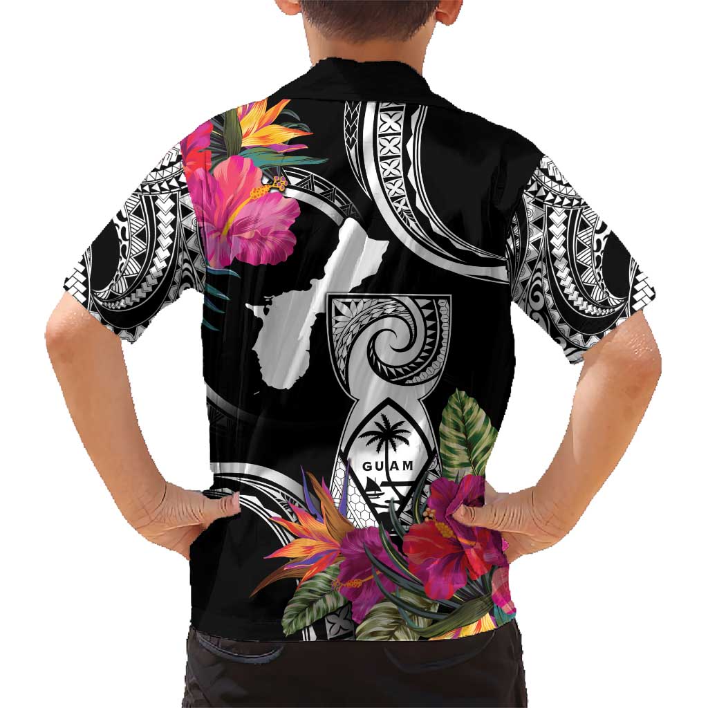Hafa Adai Guam Hawaiian Shirt Polynesian Tattoo Tropical Flowers