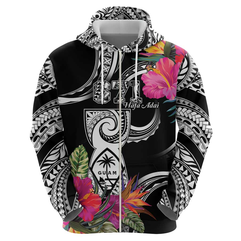 Hafa Adai Guam Hoodie Polynesian Tattoo Tropical Flowers