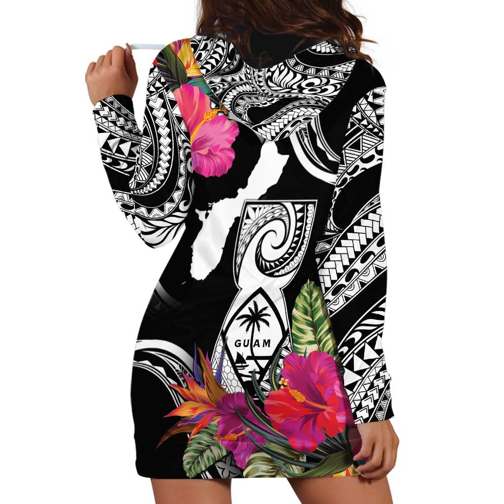 Hafa Adai Guam Hoodie Dress Polynesian Tattoo Tropical Flowers