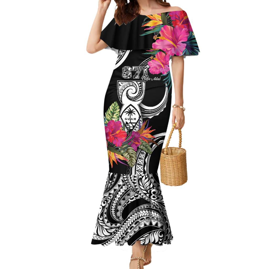 Hafa Adai Guam Mermaid Dress Polynesian Tattoo Tropical Flowers