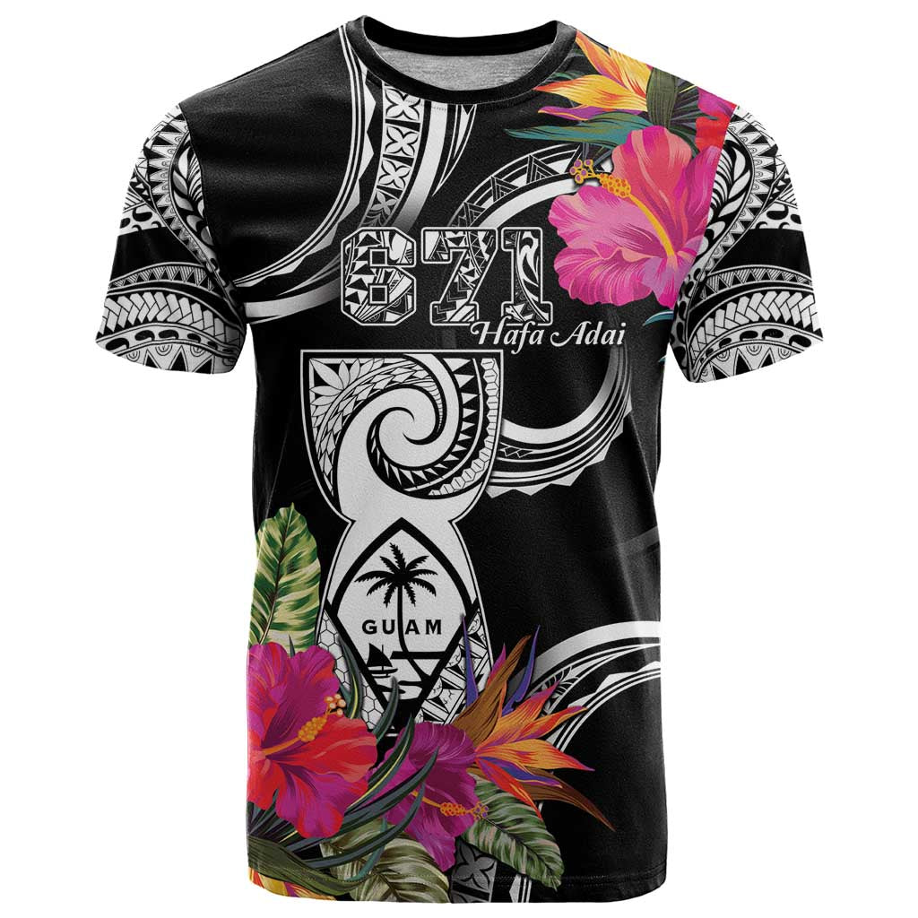 Hafa Adai Guam T Shirt Polynesian Tattoo Tropical Flowers