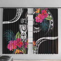 Hafa Adai Guam Window Curtain Polynesian Tattoo Tropical Flowers