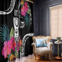 Hafa Adai Guam Window Curtain Polynesian Tattoo Tropical Flowers