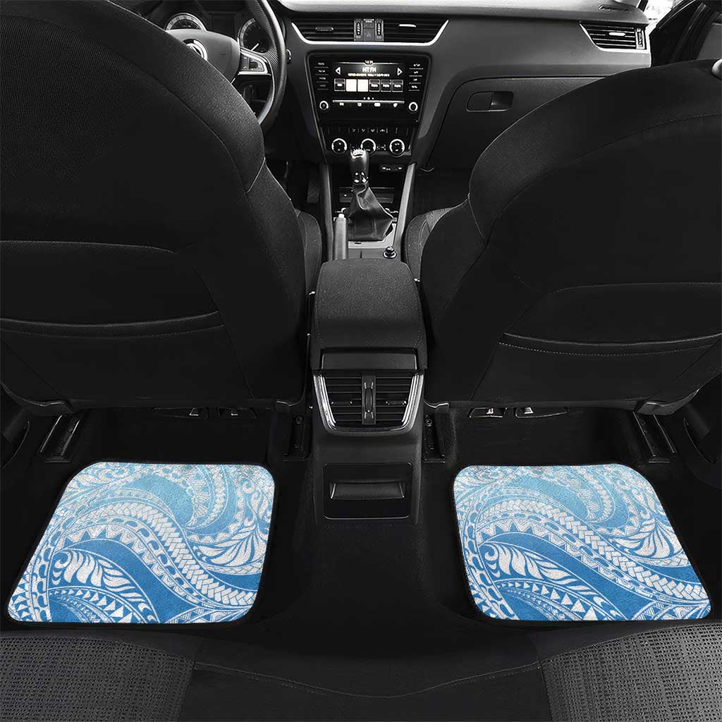 Hafa Adai Guam Car Mats Tropical Flowers Blue Gradient