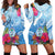 Hafa Adai Guam Hoodie Dress Tropical Flowers Blue Gradient