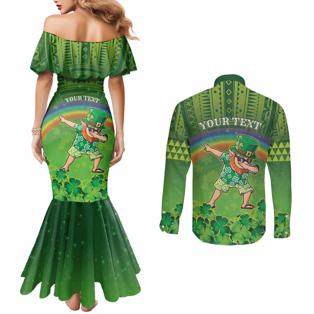 Personalised Hawaii Saint Patrick's Day Couples Matching Mermaid Dress and Long Sleeve Button Shirt Let's Get Fit Shaced