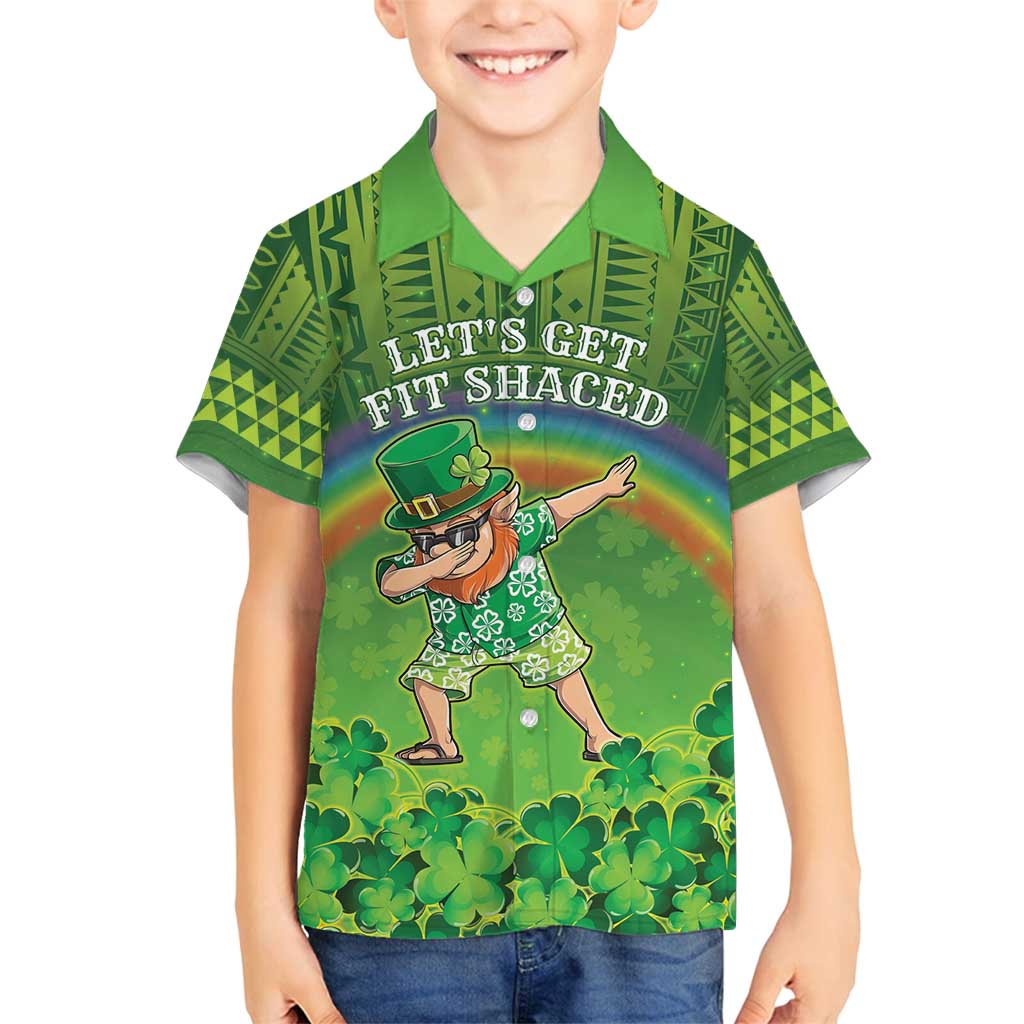 Personalised Hawaii Saint Patrick's Day Family Matching Off Shoulder Maxi Dress and Hawaiian Shirt Let's Get Fit Shaced