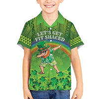 Personalised Hawaii Saint Patrick's Day Family Matching Off Shoulder Short Dress and Hawaiian Shirt Let's Get Fit Shaced