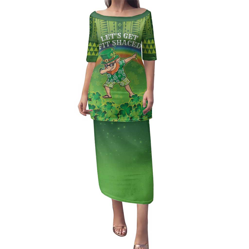 Personalised Hawaii Saint Patrick's Day Family Matching Puletasi and Hawaiian Shirt Let's Get Fit Shaced