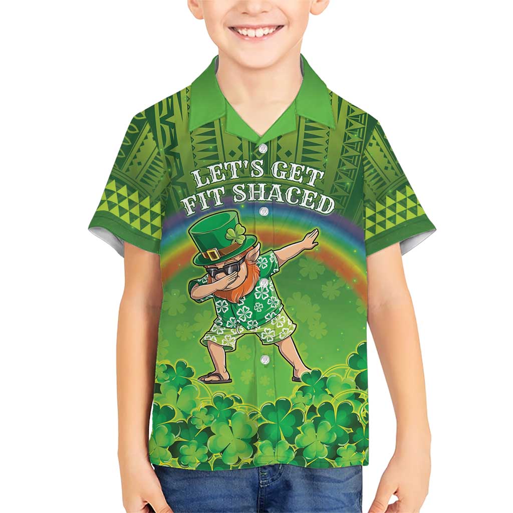 Personalised Hawaii Saint Patrick's Day Family Matching Short Sleeve Bodycon Dress and Hawaiian Shirt Let's Get Fit Shaced