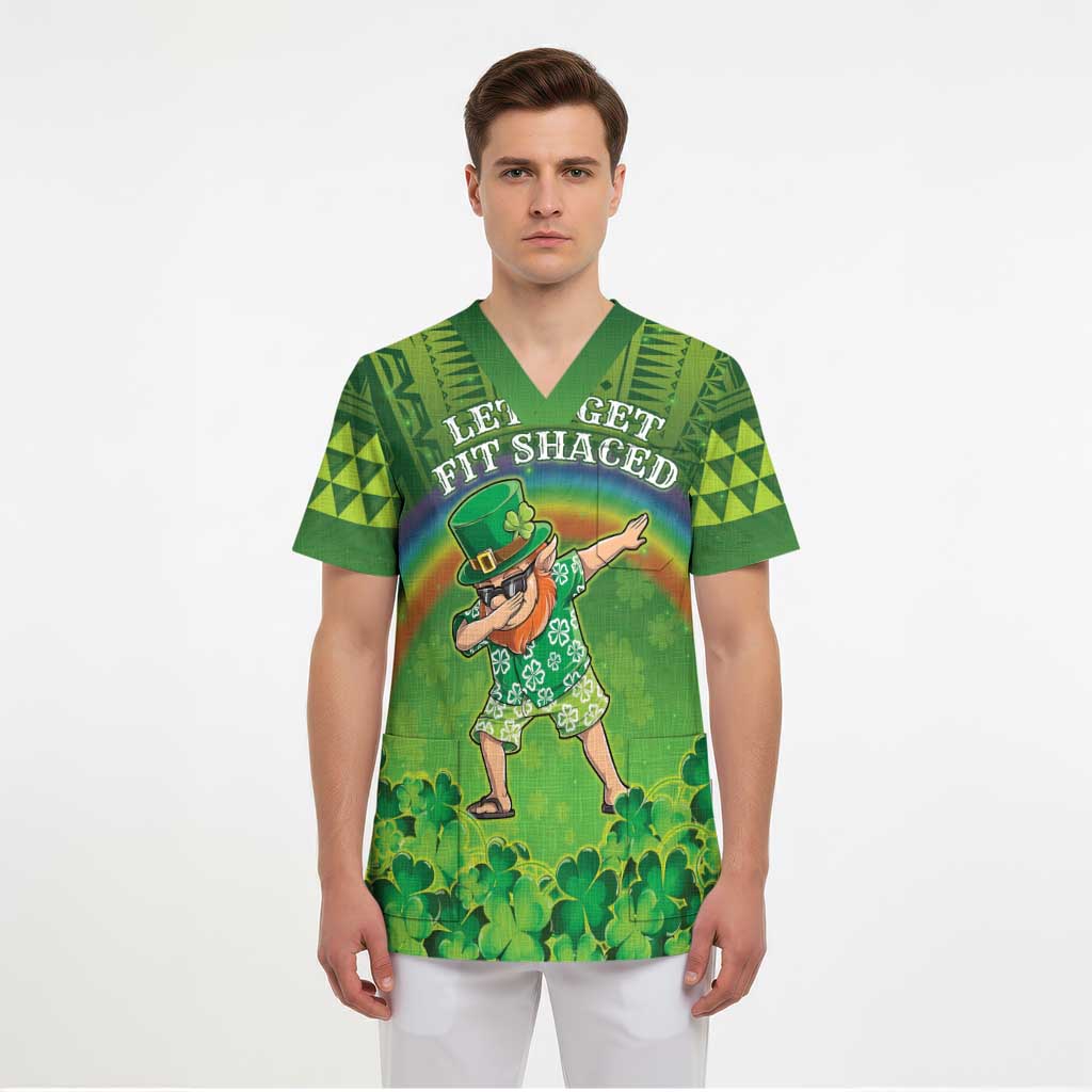 Personalised Hawaii Saint Patrick's Day Scrub Top Let's Get Fit Shaced - Polynesian Pride