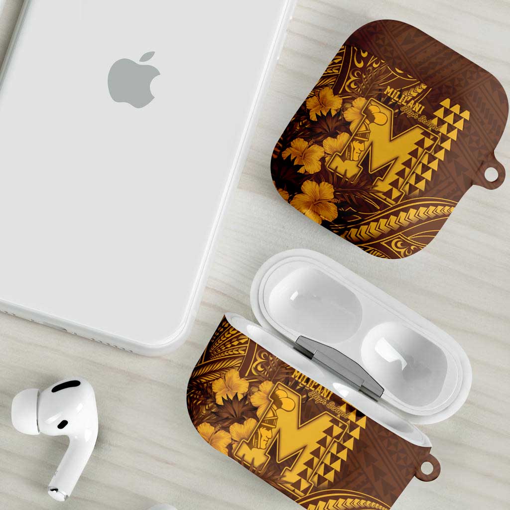 Hawaii Mililani High School AirPods Case Tribal Tattoo With Hibiscus Flowers