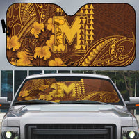 Hawaii Mililani High School Auto Sun Shade Tribal Tattoo With Hibiscus Flowers