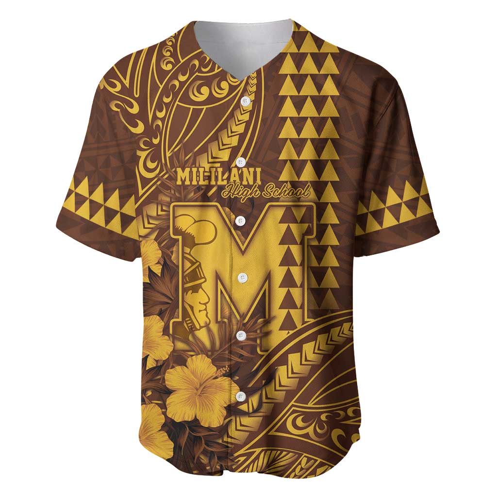 Personalised Hawaii Mililani High School Baseball Jersey Tribal Tattoo With Hibiscus Flowers