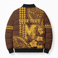 Personalised Hawaii Mililani High School Bomber Puffer Jacket Tribal Tattoo With Hibiscus Flowers