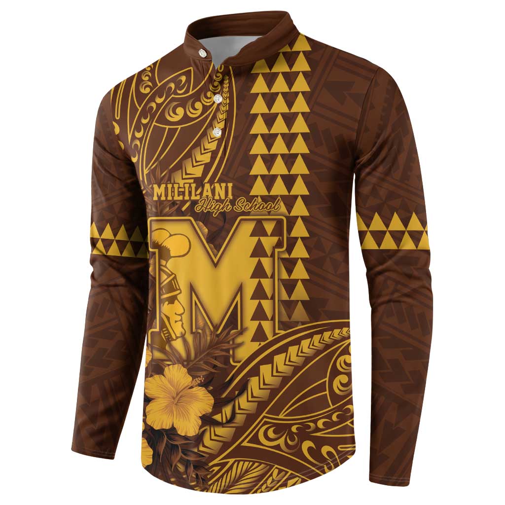 Personalised Hawaii Mililani High School Button Sweatshirt Tribal Tattoo With Hibiscus Flowers